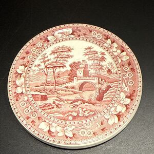 Copeland Spode Tower Pink 5 7/8” Round Trivet Oval Stamp England RARE